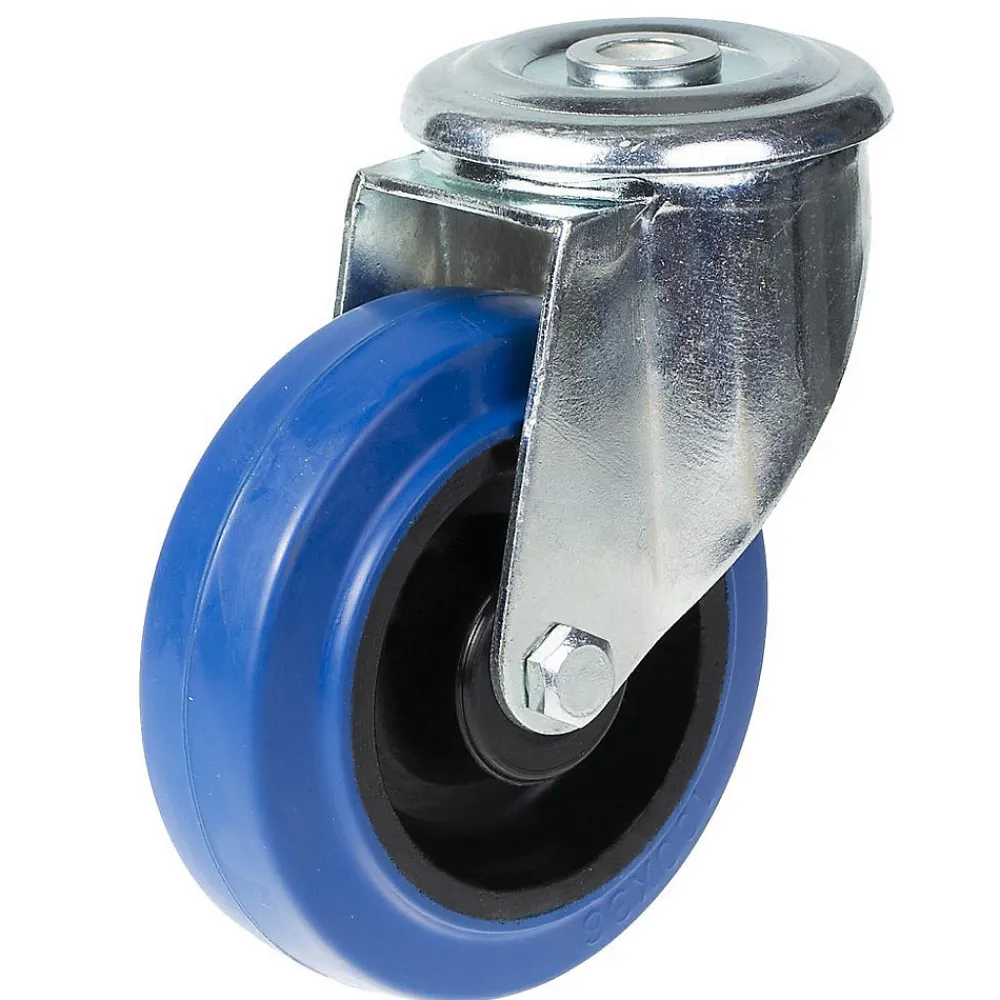 Parnells Roulette Et Roue-Roulette pivotante de 100 mm avec caoutchouc élastique bleu sur roue centrale en nylon