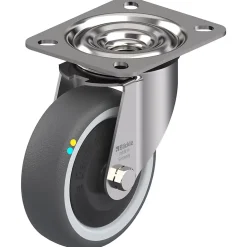 Parnells Roulette Et Roue-Roulette pivotante de 100 mm en acier inoxydable avec thermoplastique gris conducteur d'électricité.