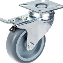 Parnells Roulette Et Roue-Roulette pivotante/frein de 75 mm en caoutchouc TPR gris sur roue centrale en polypropylène
