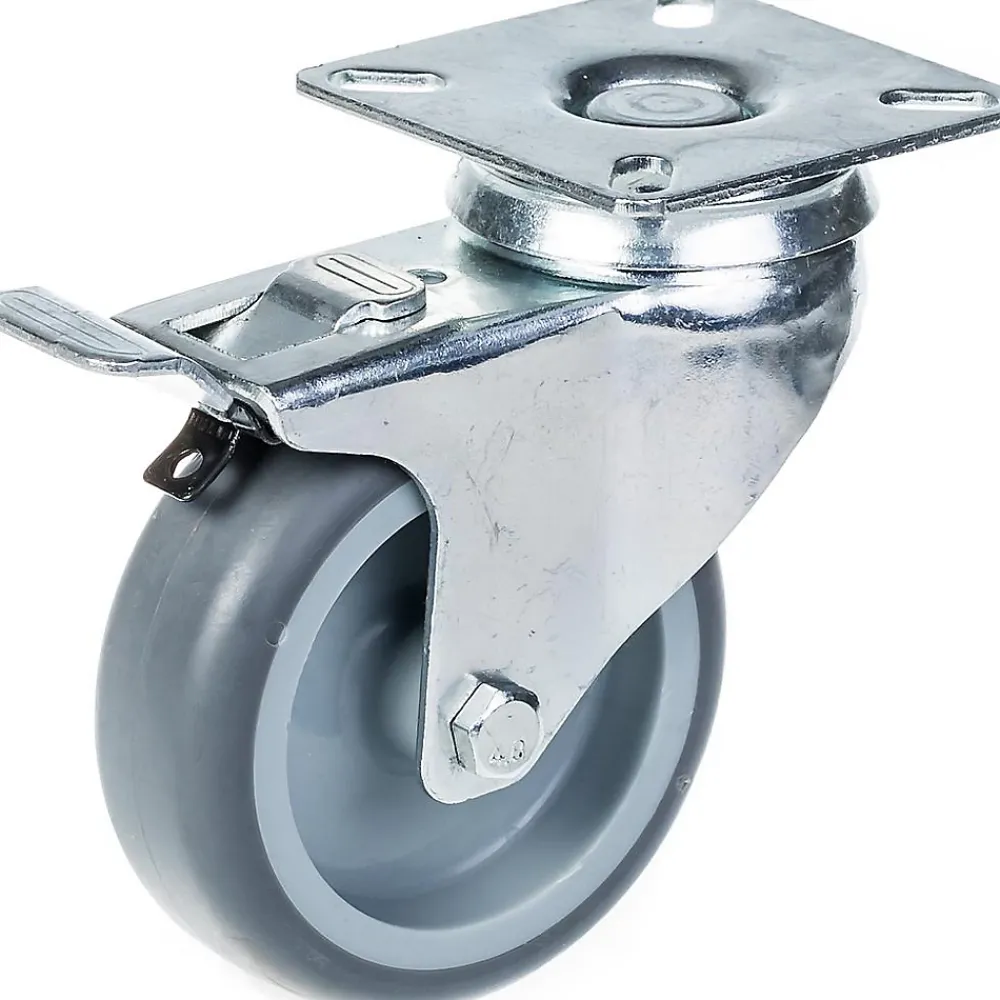 Parnells Roulette Et Roue-Roulette pivotante/frein de 75 mm en caoutchouc TPR gris sur roue centrale en polypropylène