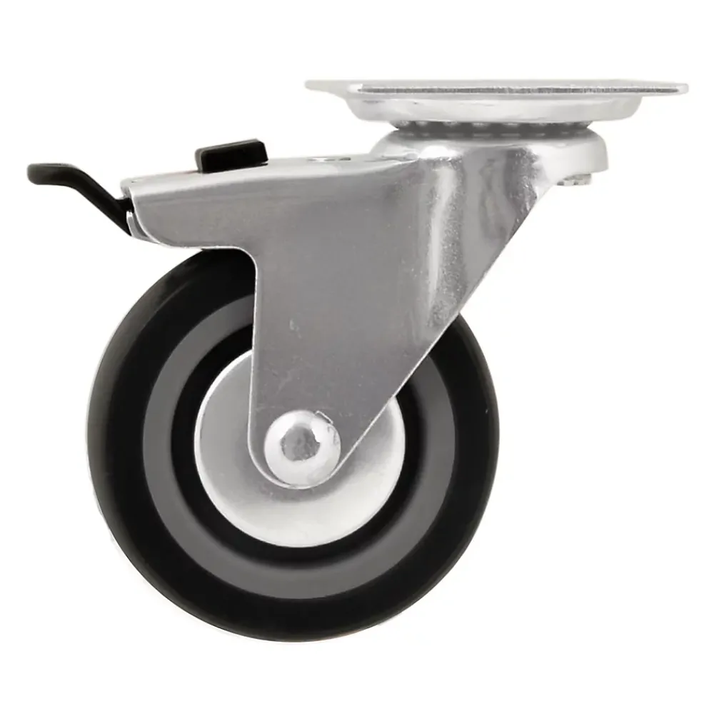 Roulette Et Roue-Roulette pivotante sur plaque grise ø7.5 cm avec freins, charge max 60 kg