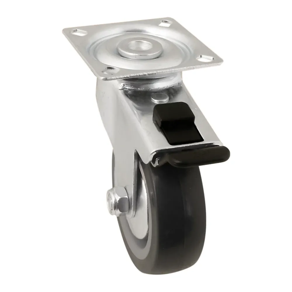Roulette Et Roue-Roulette pivotante sur plaque grise ø7.5 cm avec freins, charge max 60 kg