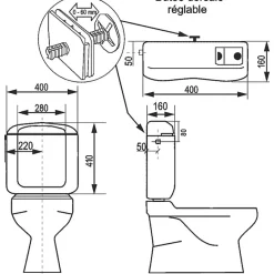 Regiplast Réservoir Wc-Réservoir WC - REGILUX - - Simple débit - Bas