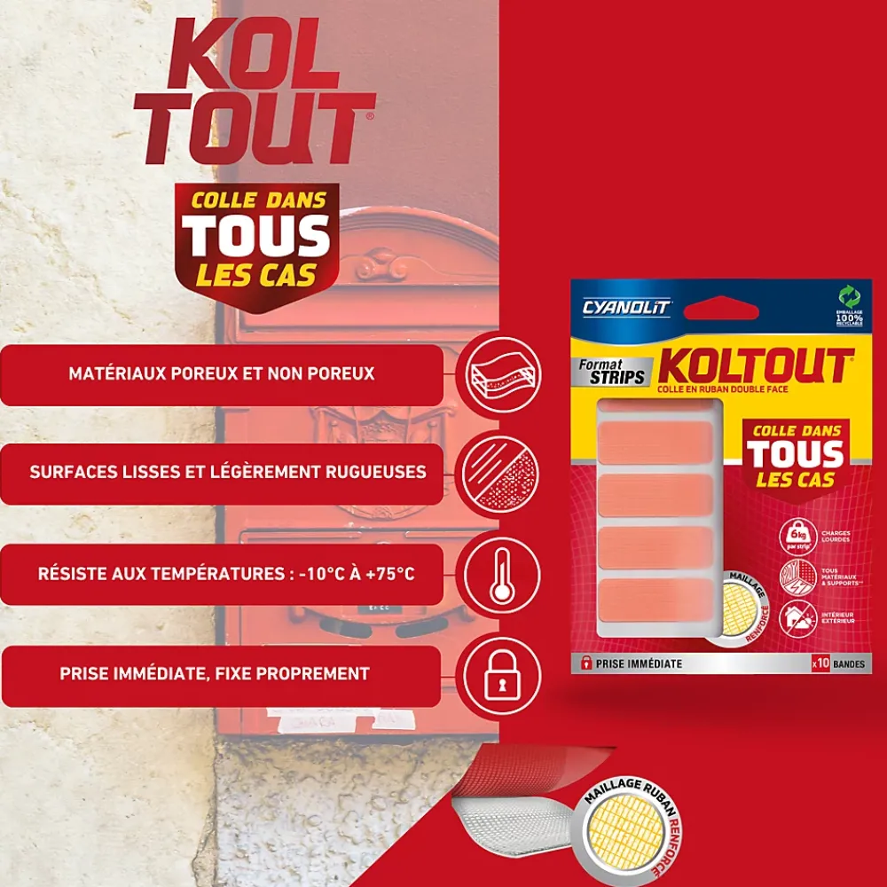 Cyanolit Ruban Adhésif-Ruban adhésif de fixation transparente Koltout - 10 pièces