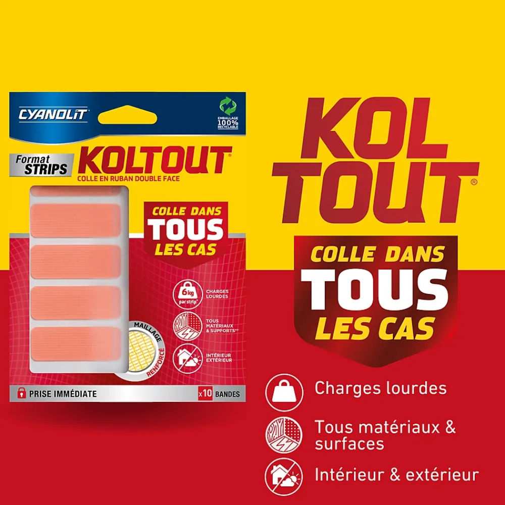 Cyanolit Ruban Adhésif-Ruban adhésif de fixation transparente Koltout - 10 pièces
