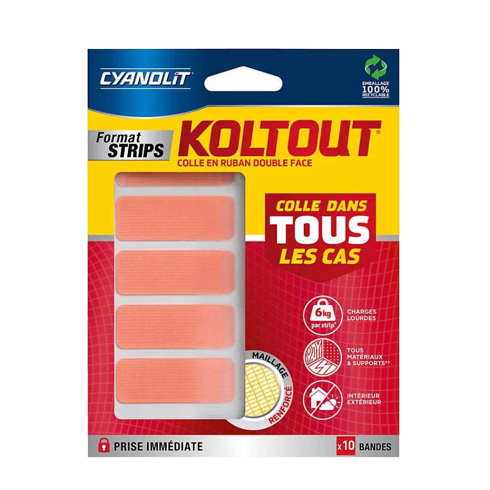 Cyanolit Ruban Adhésif-Ruban adhésif de fixation transparente Koltout - 10 pièces