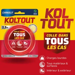 Cyanolit Ruban Adhésif-Ruban adhésif double face Koltout Express 2,5 m x 19 mm