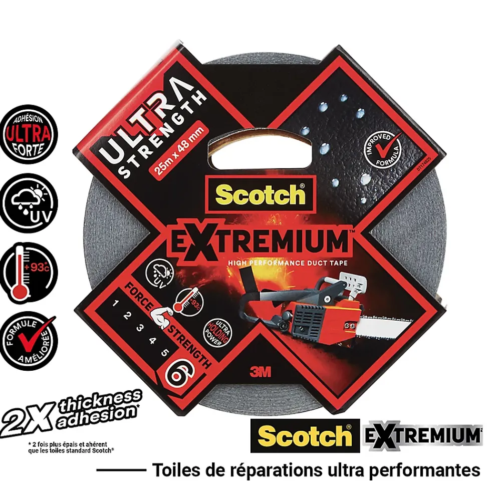 Scotch Ruban Adhésif-Ruban adhésif toile de réparation Extremium 25 x 48 mm noir