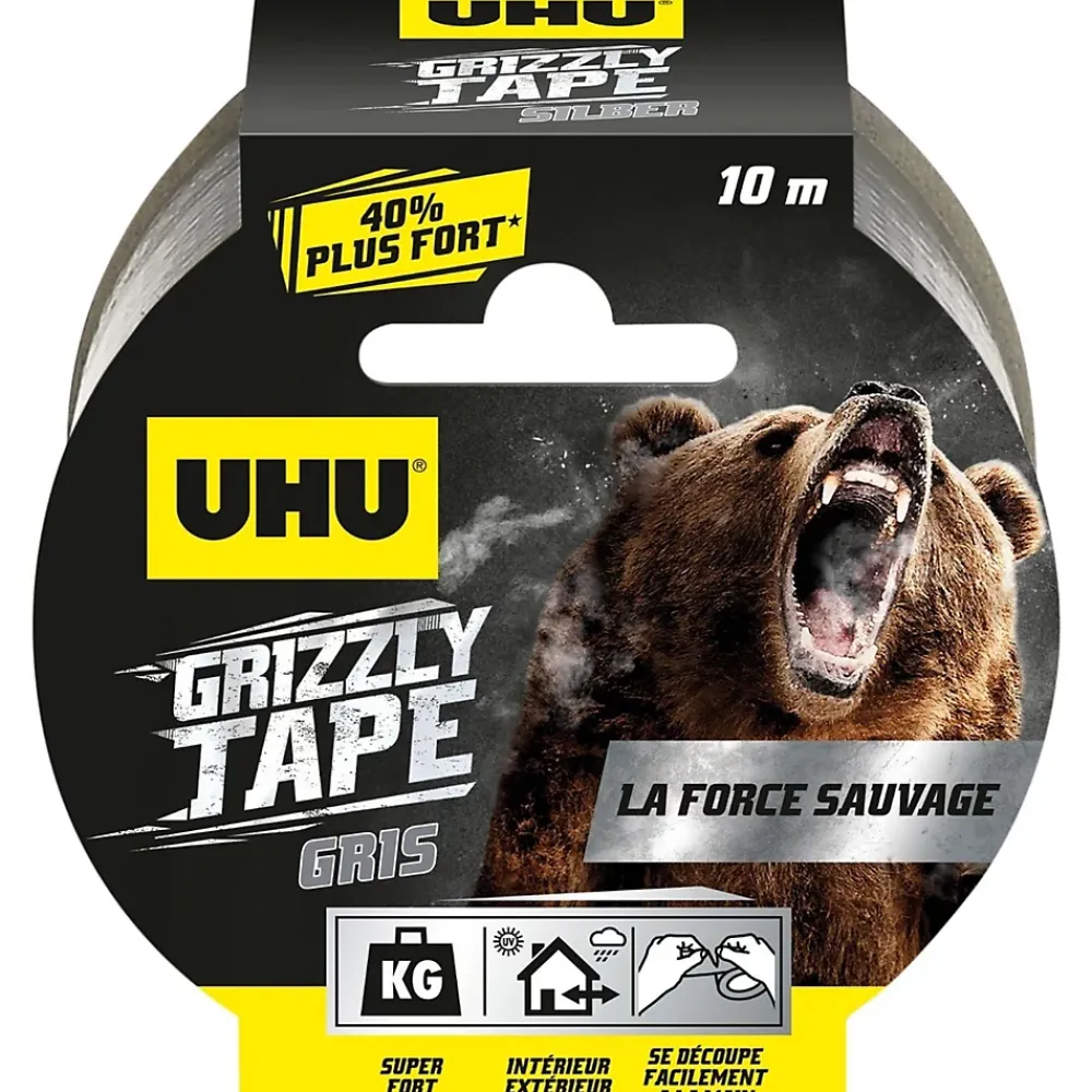 UHU Ruban Adhésif-Ruban adhésif Grizzly tape gris 10m