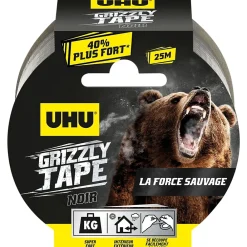 UHU Ruban Adhésif-Ruban adhésif Grizzly tape noir 25 m