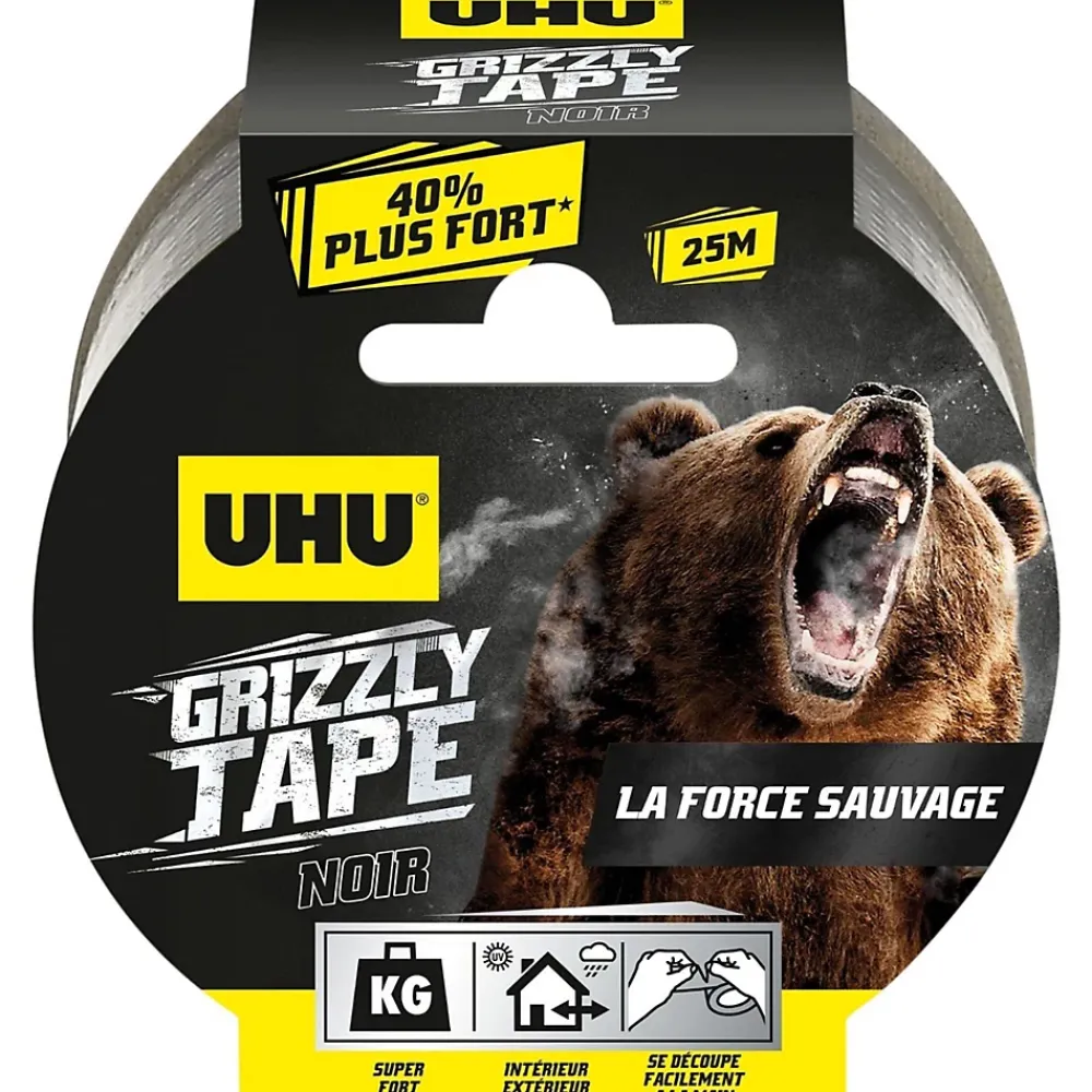 UHU Ruban Adhésif-Ruban adhésif Grizzly tape noir 25 m