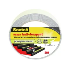 Scotch Ruban anti-dérapant rond blanc phosphorescent 25 mm x 5 m