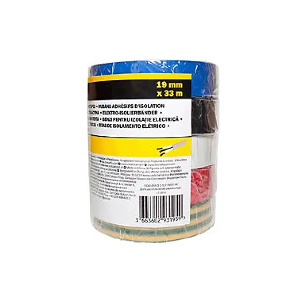Diall Ruban Isolant Électrique-Ruban d'isolation, couleur mélangée 19 mm x 33 m vendu par 5 pièces