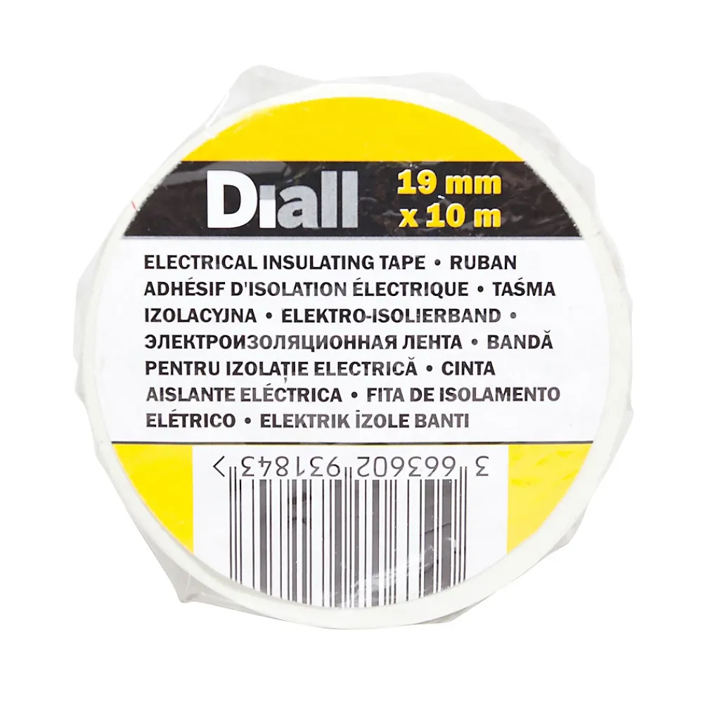 Diall Ruban Isolant Électrique-Ruban d'isolation électrique 19 mm x 10 m blanc