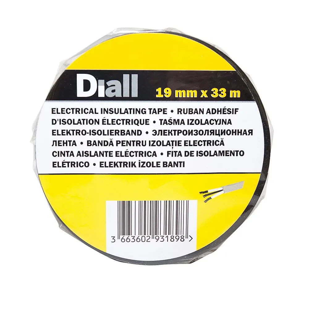 Diall Ruban Isolant Électrique-Ruban d'isolation électrique 19 mm x 33 m noir