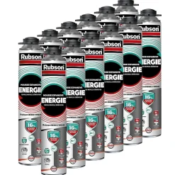 Rubson Pack de 12 Mousses Expansives Énergie Pistolable Gris 750ml