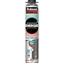 Rubson Pack de 6 Mousses Expansives Énergie Pistolable Gris 750ml + Nettoyant CL12 + Pistolet