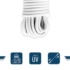 Tecplast Tendeur, Sandow Et Élastique-Sandow élastique Blanc 15 mètres - Qualité PRO 9SW - Tendeur pour bâche de diamètre 9 mm