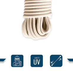 Tecplast Sandow élastique Ivoire 15 mètres - Qualité PRO 9SW - Tendeur pour bâche de diamètre 9 mm