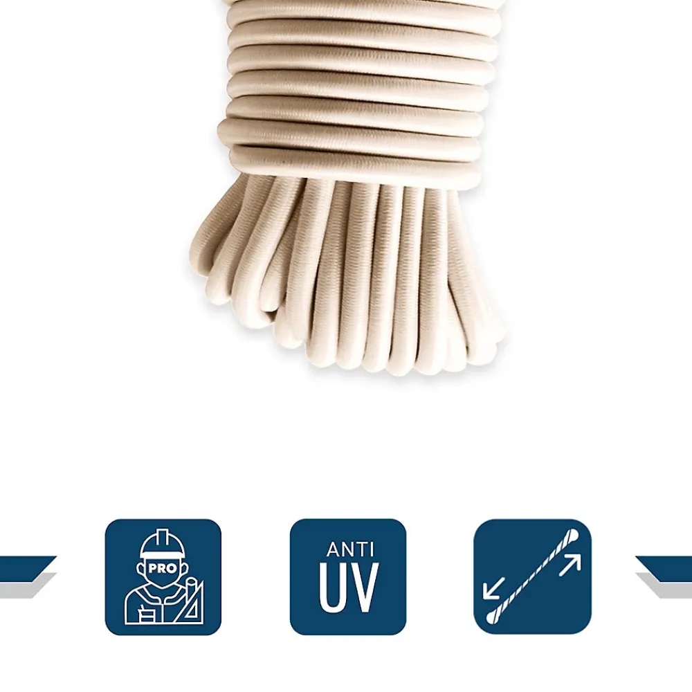 Tecplast Tendeur, Sandow Et Élastique-Sandow élastique Ivoire 20 mètres - Qualité PRO 9SW - Tendeur pour bâche de diamètre 9 mm