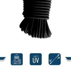 Tecplast Sandow élastique Noir 80 mètres - Qualité PRO 9SW - Tendeur pour bâche de diamètre 9 mm