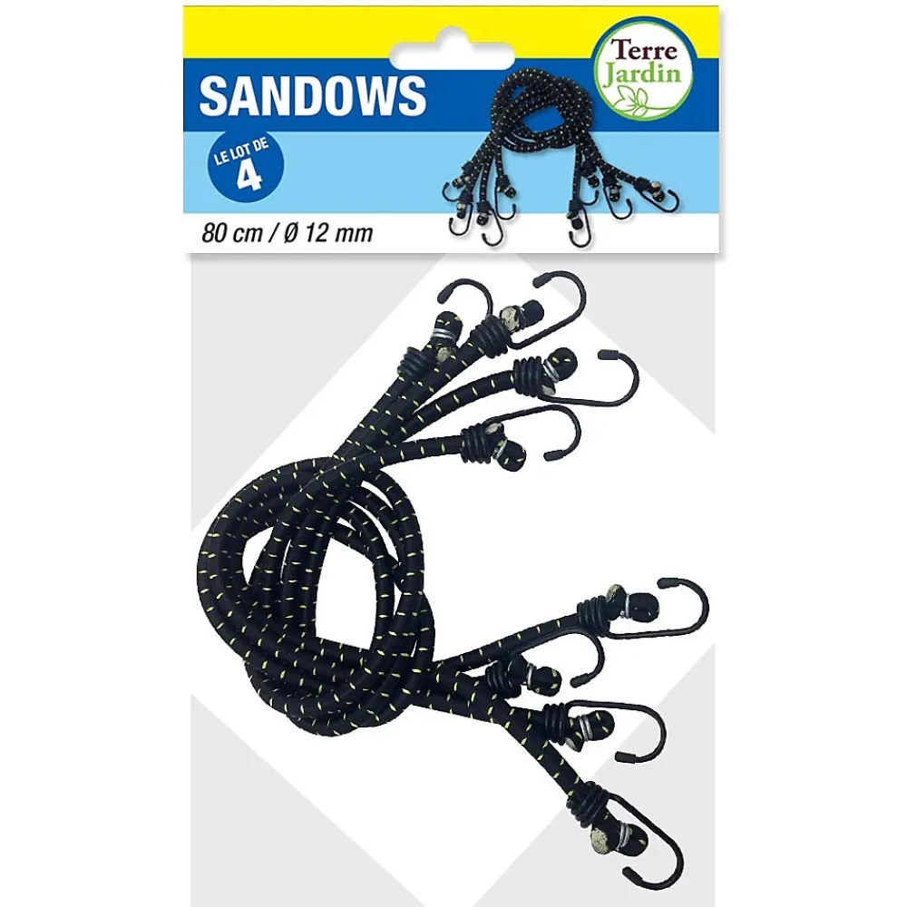 Terre Jardin Tendeur, Sandow Et Élastique-Sandow tendeur élastique 80cm avec crochets - lot de 4