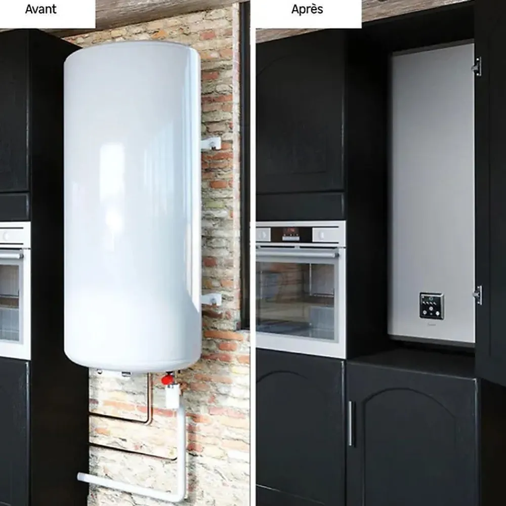 Sauter Chauffe-eau électrique plat connecté GUELMA 65L blanc - multiposition