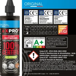 Scell-It SCELL IT Kit Résine X PRO 160ml Ton Béton Avec 4 Tiges Acier M8 Et 4 Tamis Scellement Chimique Professionnel
