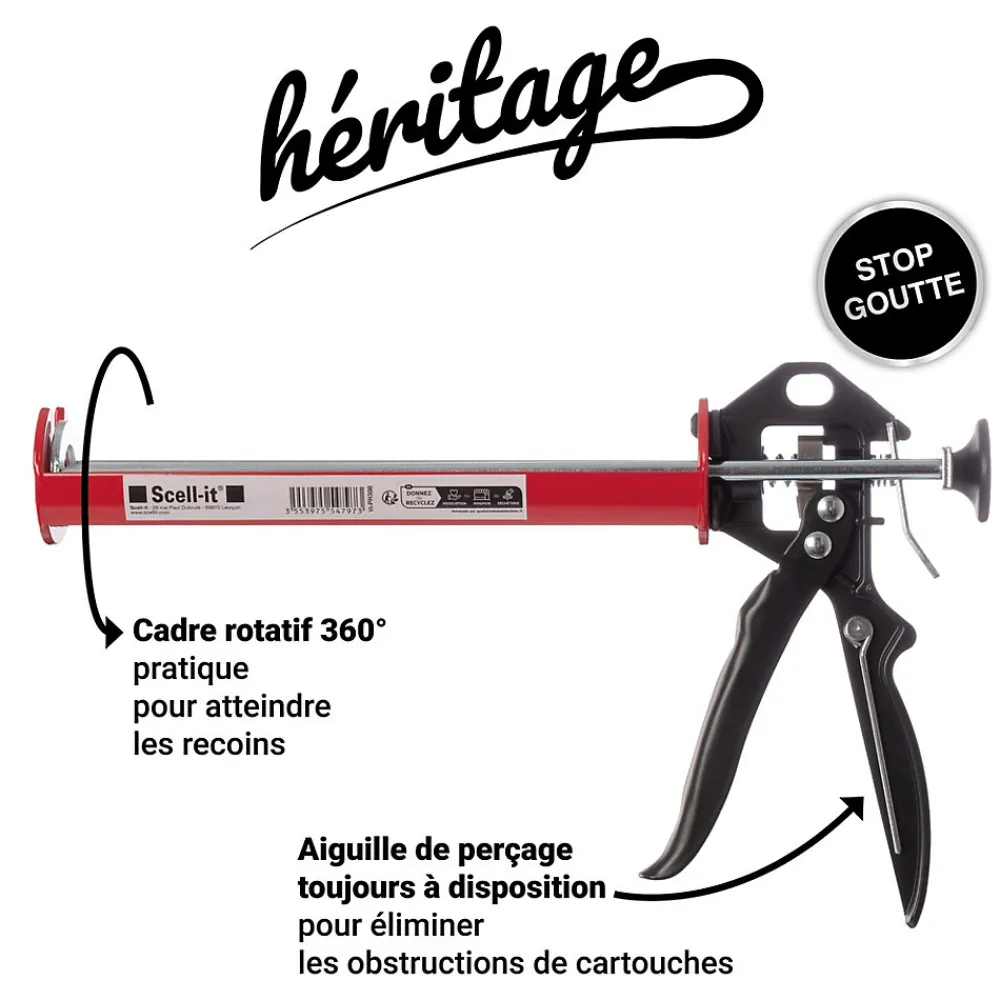 Scell-It Cheville Scellement Chimique-SCELL IT Pack Pistolet Heritage avec 2 Cartouches Scellement Chimique First300 Ton béton