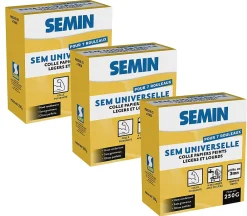 Semin Colle Papier Peint-Sem-Universelle, Colle en Poudre pour Papiers Peints Légers et Lourds, Intérieur, Boite 250 g (Lot de 3)