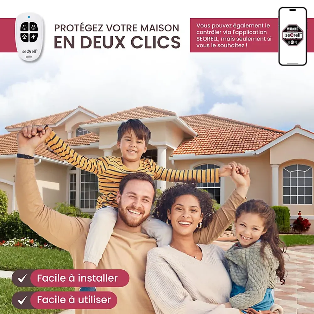Seqrell , Systeme Alarme Maison sans Fil GSM 4G, WLAN avec écran Tactile et Batterie 1500 mAh. Alexa, Application Android et iOS