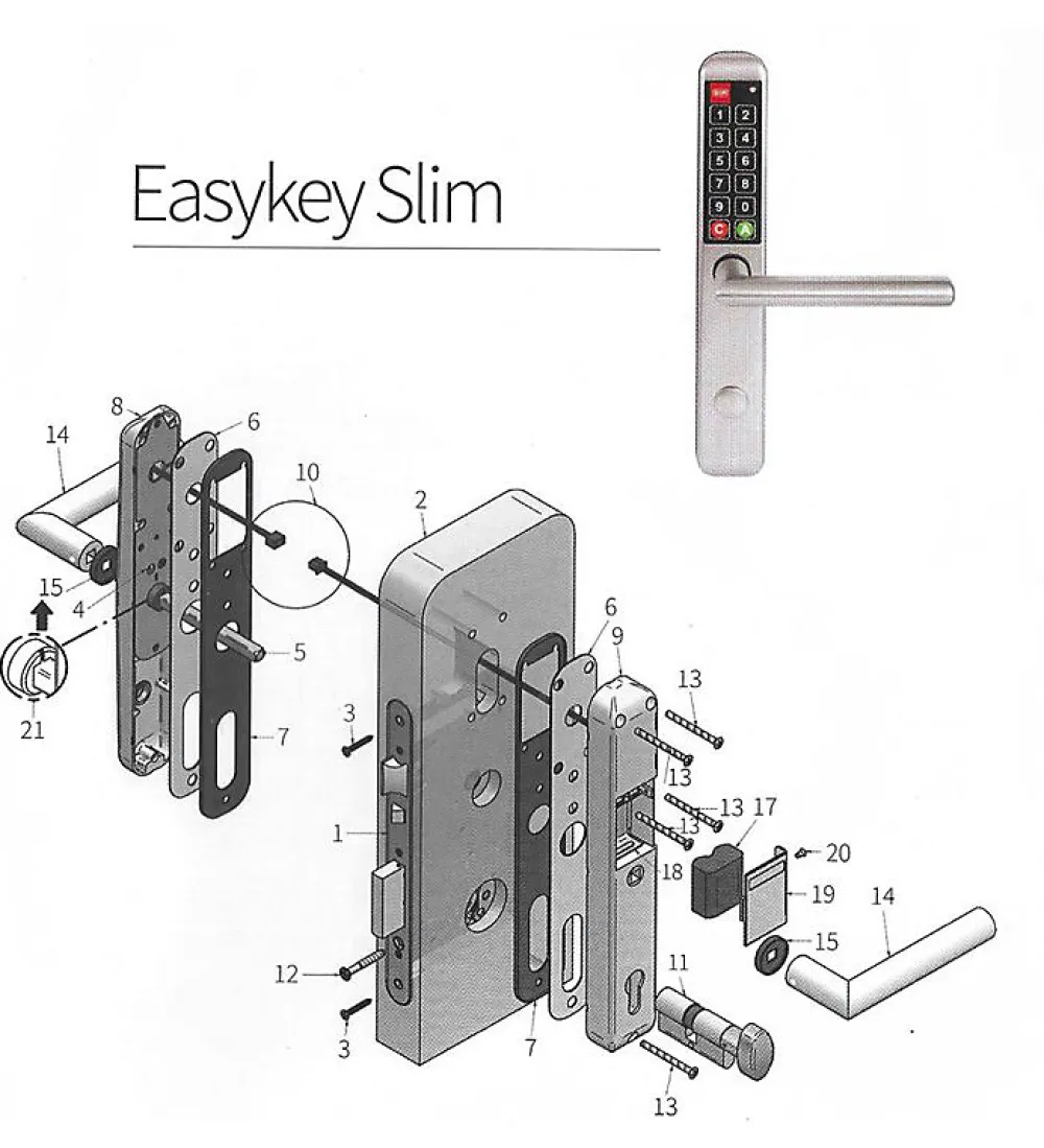 Metalux Serrure à code électronique Easykey Slim DOM - Entraxe 70 mm - XS40SD7DL-10