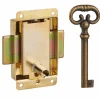 Thirard Serrure de meuble en applique pour porte d'ameublement, axe 20mm, 40x50mm, laiton, 1 clé -