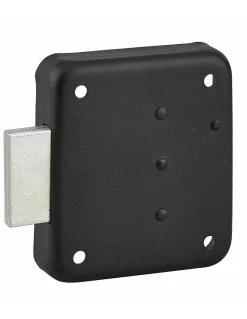 Thirard Serrure de meuble en applique pour porte d'ameublement, gauche, axe 35mm, 70x60mm, noir, 3 clés -