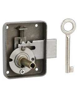 Thirard Serrure De Meuble|Serrure De Meuble-Serrure de meuble Paris pour porte d'ameublement, gauche, axe 35mm, 60x70mm, gris, 1 clé -