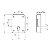 Thirard Serrure De Meuble|Serrure De Meuble-Serrure de meuble Paris pour porte d'ameublement, gauche, axe 30mm, 55x70mm, gris, 1 clé -