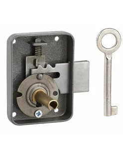 Thirard Serrure De Meuble|Serrure De Meuble-Serrure de meuble Paris pour porte d'ameublement, gauche, axe 30mm, 55x70mm, gris, 1 clé -