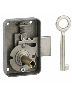 Thirard Serrure De Meuble|Serrure De Meuble-Serrure de meuble Paris pour porte d'ameublement, gauche, axe 25mm, 50x70mm, gris, 1 clé -