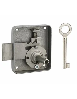 Thirard Serrure De Meuble|Serrure De Meuble-Serrure de meuble Paris pour porte d'ameublement, droite, axe 40mm, 65x70mm, gris, 1 clé -