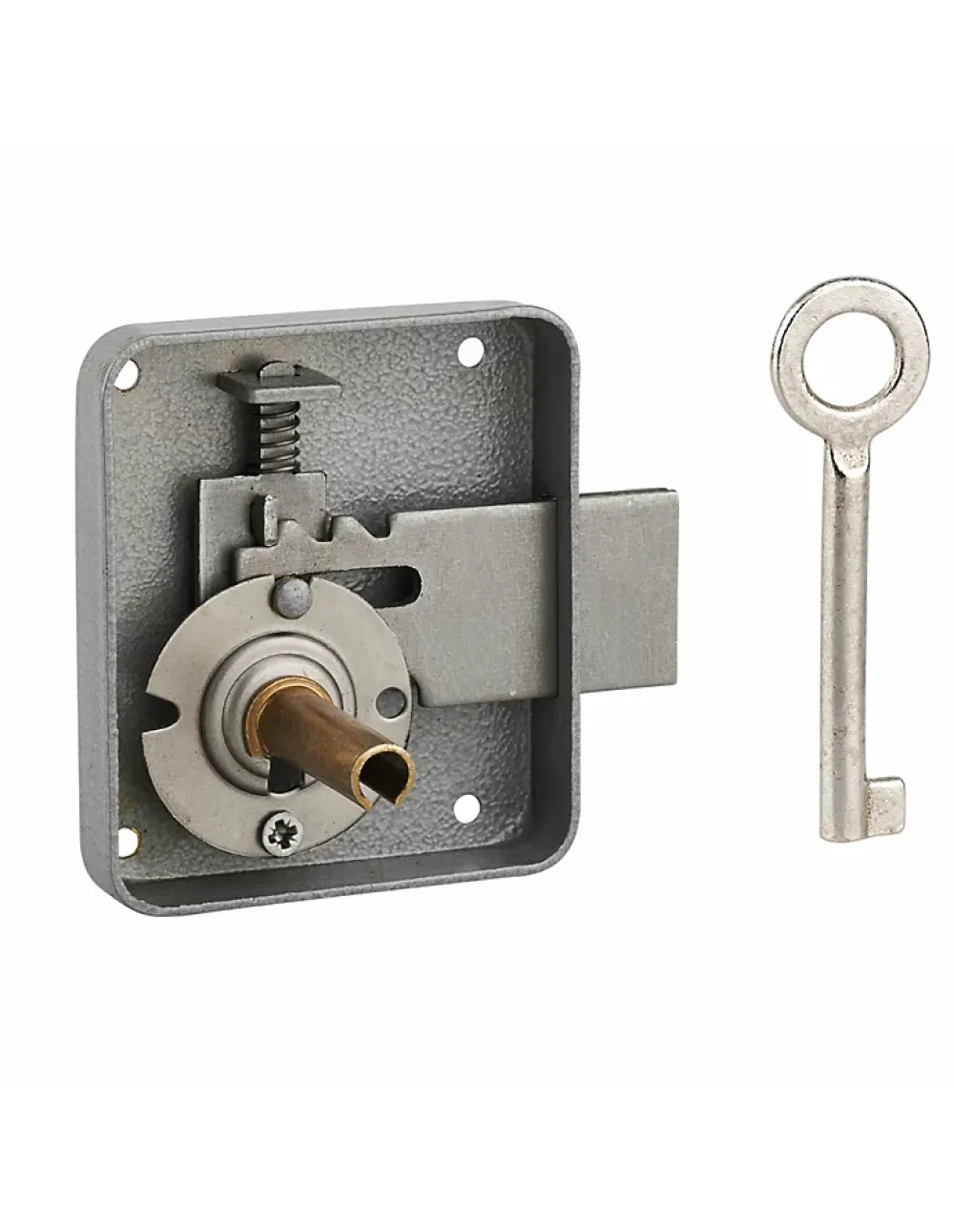 Thirard Serrure de meuble Paris pour porte d'ameublement, gauche, axe 40mm, 65x70mm, gris, 1 clé -
