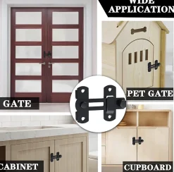 Deko Serrure de porte coulissante, verrou de volet, verrou de porte avec vis, acier inoxydable, finition noir mat