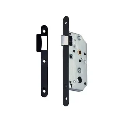 Vachette Serrure à larder D452 Bec de cane axe 50mm bout rond finition noir avec gâche - - 16093000
