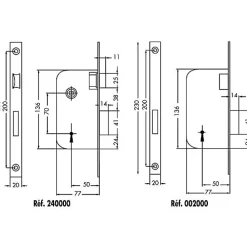Jpm Serrure à larder MULTIBAT à pêne dormant et demi tour axe 50mm T/NO bout rond sans gâche réversible - - 240000-02-1J
