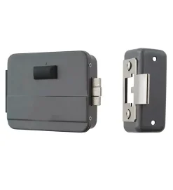 Autres Serrure Connectée-Serrure éléctrique 12V réversible en applique cylindre exterieur et bouton intérieur DOM
