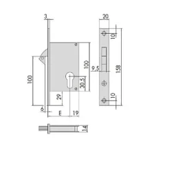 Cisa Serrure monopoint à larder profil étroit à crochet axe 50mm - - CIS45110.50