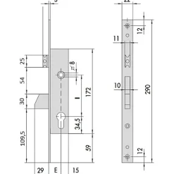 Cisa Serrure monopoint à larder profil étroit à pêne basculant et demi-tour axe 35mm - - CIS4621535