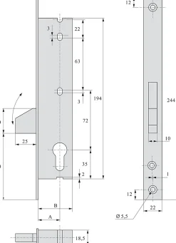 Stremler Assa Abloy Serrure monopoint pêne dormant à bascule 36mm - STREMLER - 2362.36.0