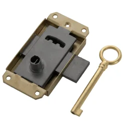 Diall Serrure De Meuble|Serrure De Meuble-Serrure à patte axe 25 l. 45 mm x H. 50 mm x ep. 10 mm acier laitonné