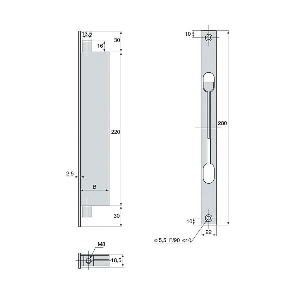 Stremler Assa Abloy Serrure 2 points à levier 41mm Variaxe - STREMLER - 1223.41.0