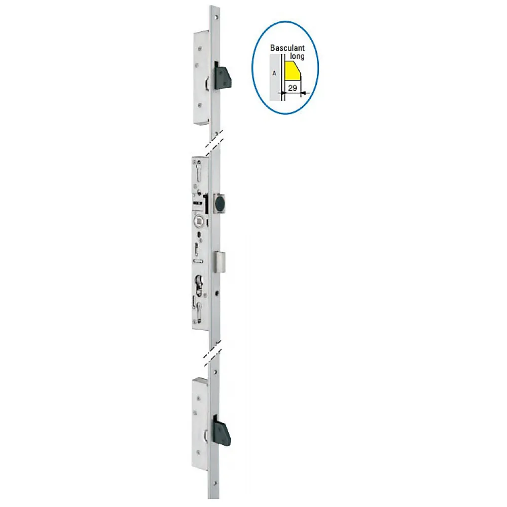Stremler Assa Abloy Serrure 3 points TF3 pêne dormant/demi-tour 45mm têtière plate 22mm - STREMLER - 6370.45.3A